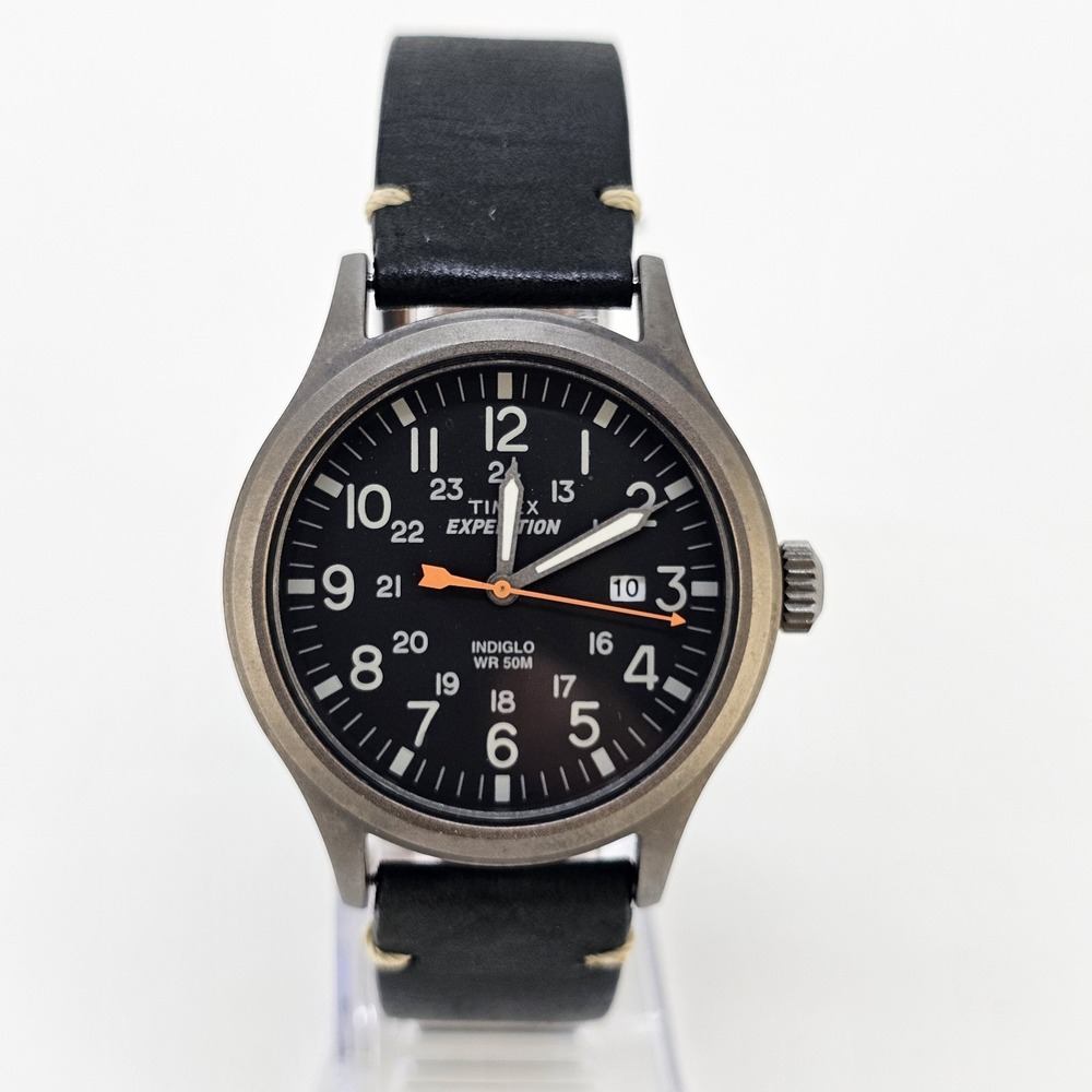 TIMEX Expedition 40MM Men's Watch Black Dial Date Black Bands NEW Battery READ